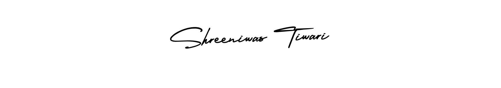 The best way (AmerikaSignatureDemo-Regular) to make a short signature is to pick only two or three words in your name. The name Shreeniwas Tiwari include a total of six letters. For converting this name. Shreeniwas Tiwari signature style 3 images and pictures png