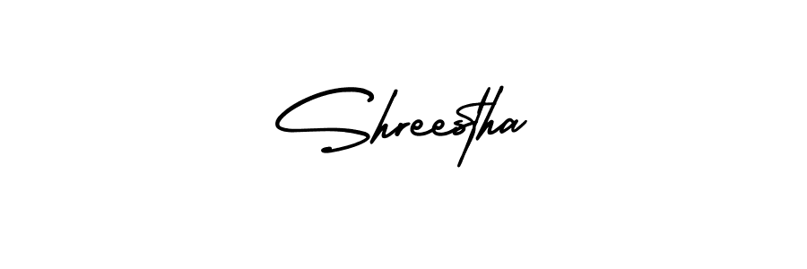 How to make Shreestha name signature. Use AmerikaSignatureDemo-Regular style for creating short signs online. This is the latest handwritten sign. Shreestha signature style 3 images and pictures png