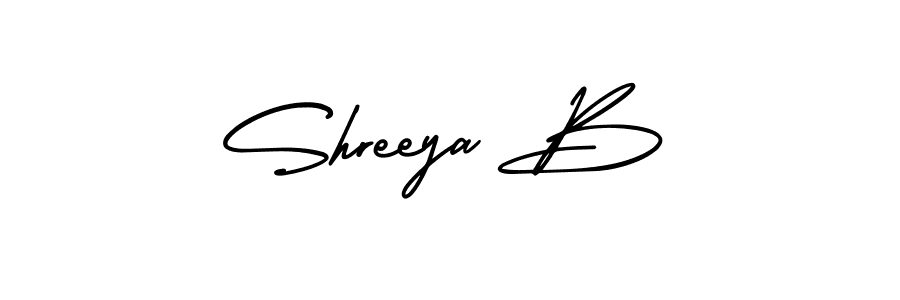 You should practise on your own different ways (AmerikaSignatureDemo-Regular) to write your name (Shreeya B) in signature. don't let someone else do it for you. Shreeya B signature style 3 images and pictures png
