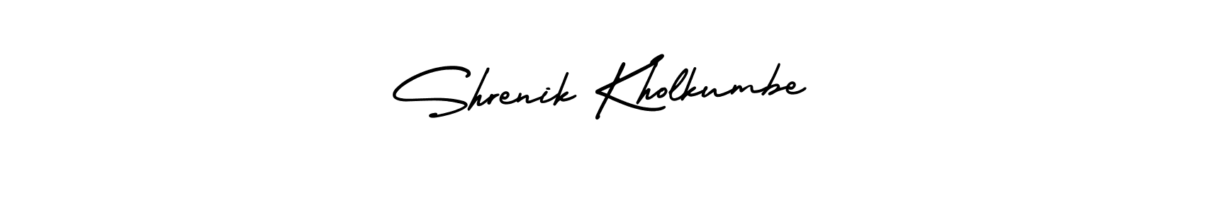 AmerikaSignatureDemo-Regular is a professional signature style that is perfect for those who want to add a touch of class to their signature. It is also a great choice for those who want to make their signature more unique. Get Shrenik Kholkumbe name to fancy signature for free. Shrenik Kholkumbe signature style 3 images and pictures png