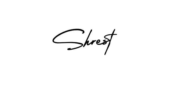 Shrest stylish signature style. Best Handwritten Sign (AmerikaSignatureDemo-Regular) for my name. Handwritten Signature Collection Ideas for my name Shrest. Shrest signature style 3 images and pictures png