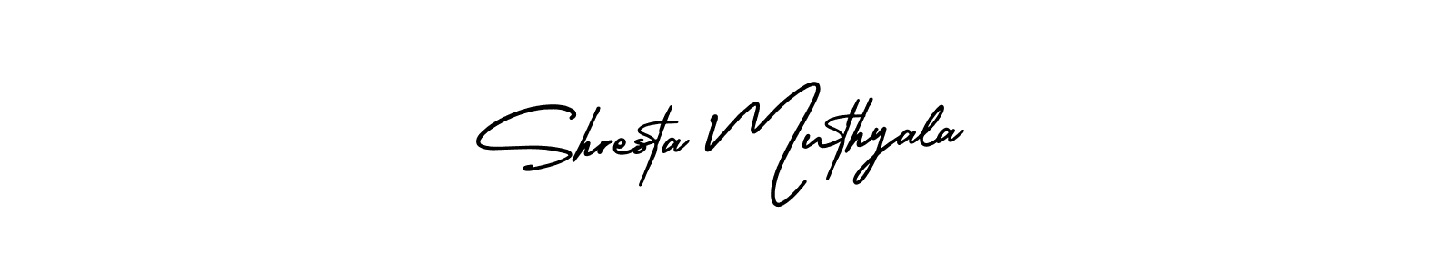 Also You can easily find your signature by using the search form. We will create Shresta Muthyala name handwritten signature images for you free of cost using AmerikaSignatureDemo-Regular sign style. Shresta Muthyala signature style 3 images and pictures png