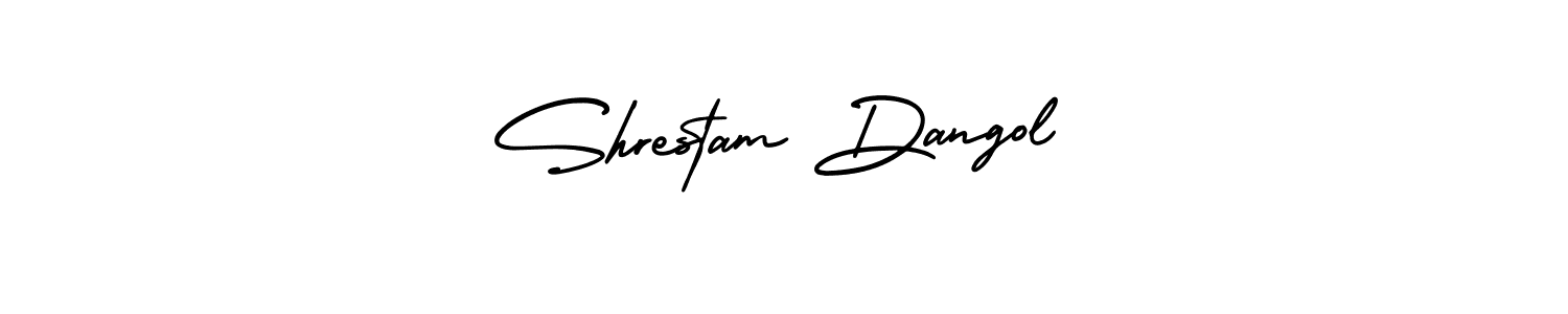 AmerikaSignatureDemo-Regular is a professional signature style that is perfect for those who want to add a touch of class to their signature. It is also a great choice for those who want to make their signature more unique. Get Shrestam Dangol name to fancy signature for free. Shrestam Dangol signature style 3 images and pictures png