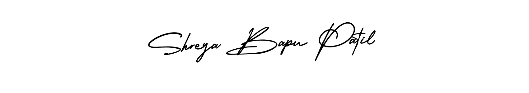 You should practise on your own different ways (AmerikaSignatureDemo-Regular) to write your name (Shreya Bapu Patil) in signature. don't let someone else do it for you. Shreya Bapu Patil signature style 3 images and pictures png