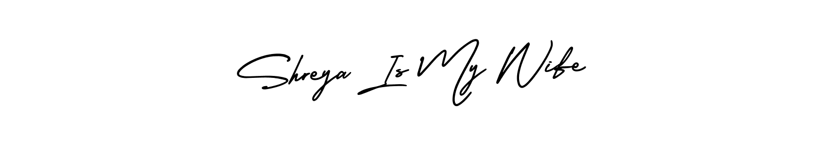 Design your own signature with our free online signature maker. With this signature software, you can create a handwritten (AmerikaSignatureDemo-Regular) signature for name Shreya Is My Wife. Shreya Is My Wife signature style 3 images and pictures png