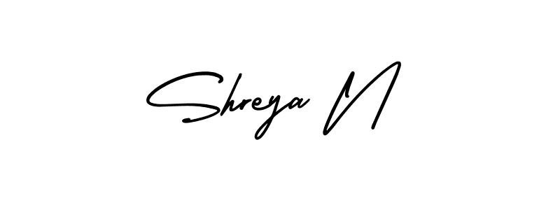 You should practise on your own different ways (AmerikaSignatureDemo-Regular) to write your name (Shreya N) in signature. don't let someone else do it for you. Shreya N signature style 3 images and pictures png