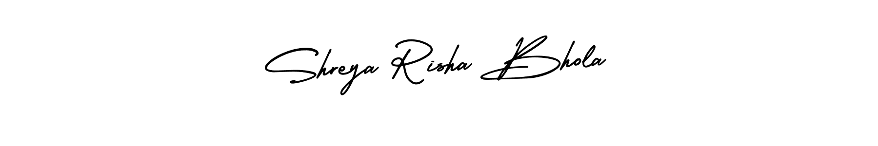 Similarly AmerikaSignatureDemo-Regular is the best handwritten signature design. Signature creator online .You can use it as an online autograph creator for name Shreya Risha Bhola. Shreya Risha Bhola signature style 3 images and pictures png