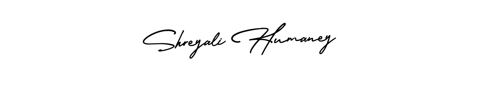 AmerikaSignatureDemo-Regular is a professional signature style that is perfect for those who want to add a touch of class to their signature. It is also a great choice for those who want to make their signature more unique. Get Shreyali Humaney name to fancy signature for free. Shreyali Humaney signature style 3 images and pictures png