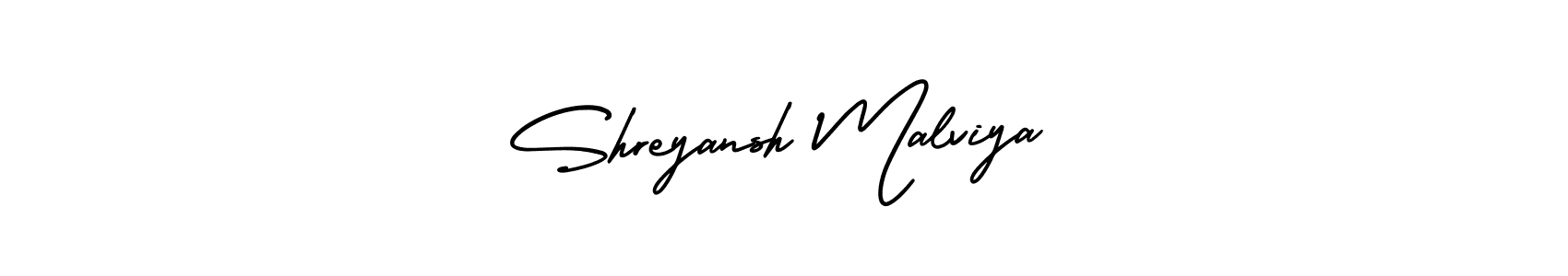 This is the best signature style for the Shreyansh Malviya name. Also you like these signature font (AmerikaSignatureDemo-Regular). Mix name signature. Shreyansh Malviya signature style 3 images and pictures png