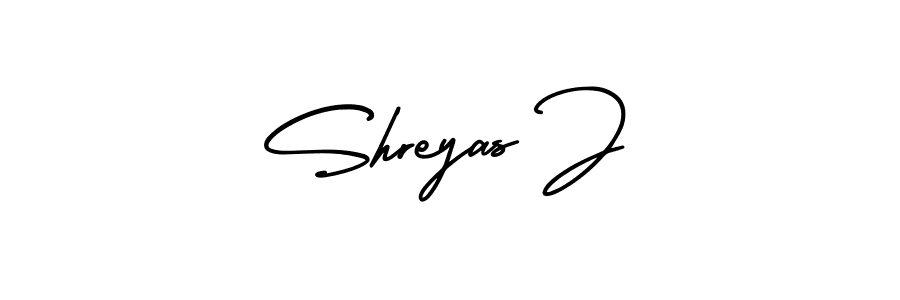 The best way (AmerikaSignatureDemo-Regular) to make a short signature is to pick only two or three words in your name. The name Shreyas J include a total of six letters. For converting this name. Shreyas J signature style 3 images and pictures png