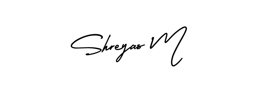 This is the best signature style for the Shreyas M name. Also you like these signature font (AmerikaSignatureDemo-Regular). Mix name signature. Shreyas M signature style 3 images and pictures png