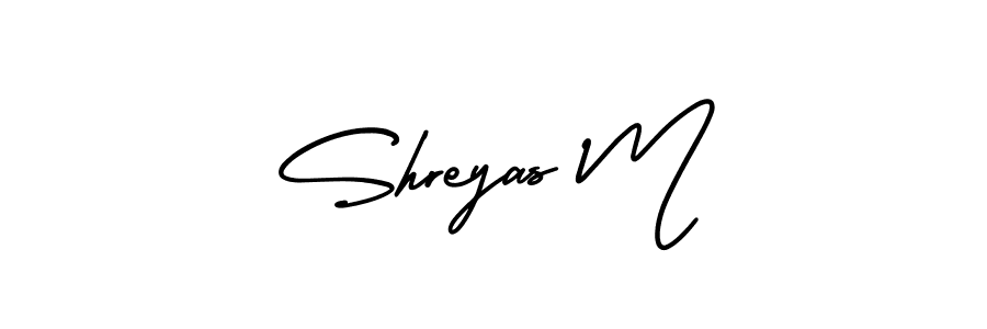 This is the best signature style for the Shreyas M name. Also you like these signature font (AmerikaSignatureDemo-Regular). Mix name signature. Shreyas M signature style 3 images and pictures png