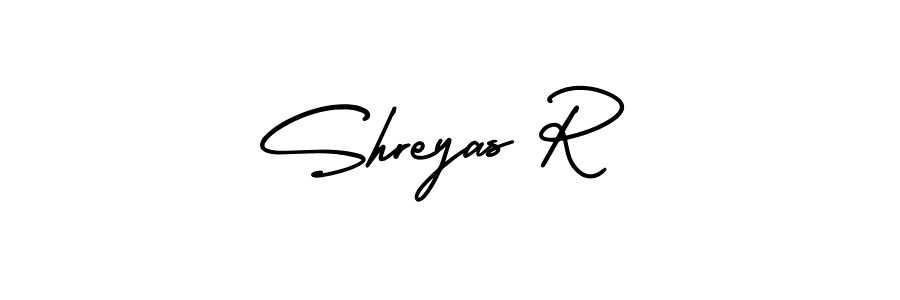 It looks lik you need a new signature style for name Shreyas R. Design unique handwritten (AmerikaSignatureDemo-Regular) signature with our free signature maker in just a few clicks. Shreyas R signature style 3 images and pictures png
