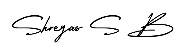 The AmerikaSignatureDemo-Regular handwriting style adds charm and authenticity to name Shreyas S B. A wonderful choice for personal thank-you notes. Shreyas S B signature style 3 images and pictures png