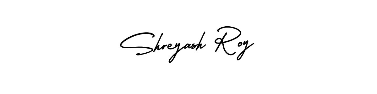 You should practise on your own different ways (AmerikaSignatureDemo-Regular) to write your name (Shreyash Roy) in signature. don't let someone else do it for you. Shreyash Roy signature style 3 images and pictures png