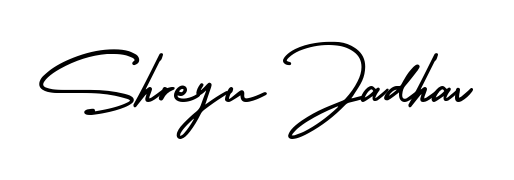 Designed for modern professionals: Shreyu Jadhav name signature crafted with AmerikaSignatureDemo-Regular script. Ready for digital PDF workflows. Shreyu Jadhav signature style 3 images and pictures png