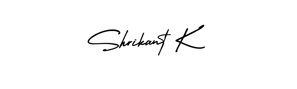 You should practise on your own different ways (AmerikaSignatureDemo-Regular) to write your name (Shrikant K) in signature. don't let someone else do it for you. Shrikant K signature style 3 images and pictures png