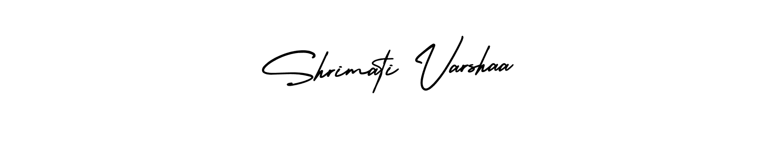 This is the best signature style for the Shrimati Varshaa name. Also you like these signature font (AmerikaSignatureDemo-Regular). Mix name signature. Shrimati Varshaa signature style 3 images and pictures png