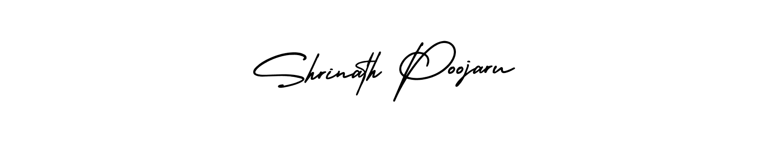 You should practise on your own different ways (AmerikaSignatureDemo-Regular) to write your name (Shrinath Poojaru) in signature. don't let someone else do it for you. Shrinath Poojaru signature style 3 images and pictures png