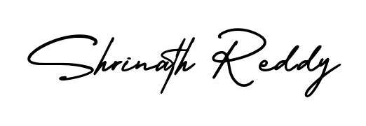 The AmerikaSignatureDemo-Regular typeface gives name Shrinath Reddy a refined look. Suitable for certificates, diplomas, and official verification. Shrinath Reddy signature style 3 images and pictures png