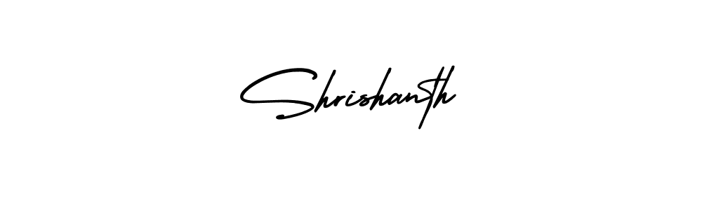 The best way (AmerikaSignatureDemo-Regular) to make a short signature is to pick only two or three words in your name. The name Shrishanth include a total of six letters. For converting this name. Shrishanth signature style 3 images and pictures png