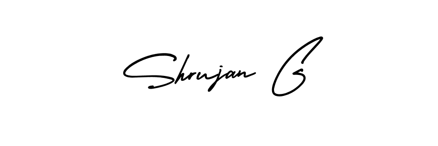 The best way (AmerikaSignatureDemo-Regular) to make a short signature is to pick only two or three words in your name. The name Shrujan G include a total of six letters. For converting this name. Shrujan G signature style 3 images and pictures png