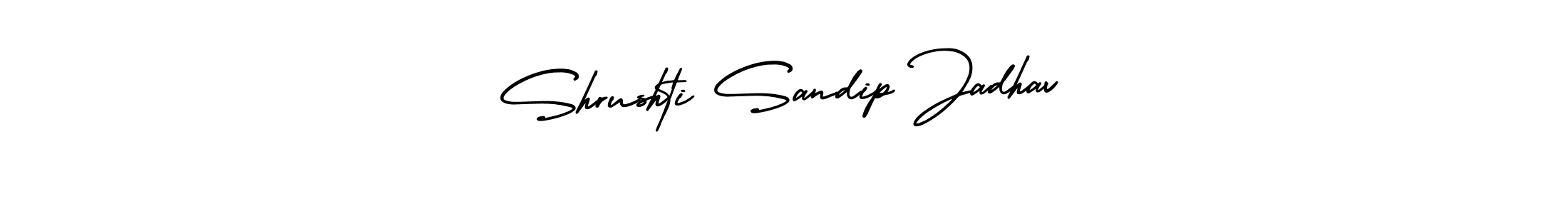 if you are searching for the best signature style for your name Shrushti Sandip Jadhav. so please give up your signature search. here we have designed multiple signature styles  using AmerikaSignatureDemo-Regular. Shrushti Sandip Jadhav signature style 3 images and pictures png