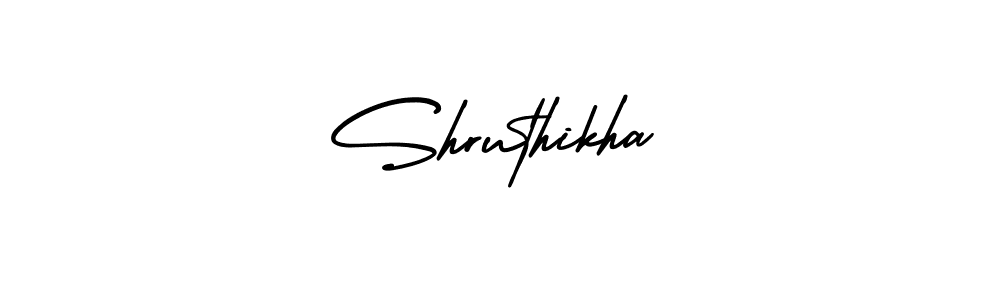 The best way (AmerikaSignatureDemo-Regular) to make a short signature is to pick only two or three words in your name. The name Shruthikha include a total of six letters. For converting this name. Shruthikha signature style 3 images and pictures png