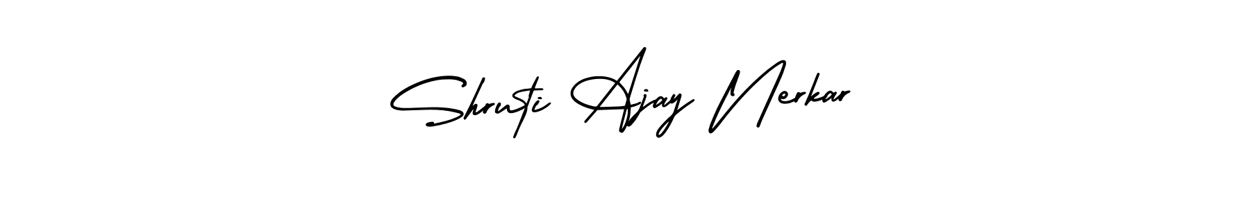 AmerikaSignatureDemo-Regular is a professional signature style that is perfect for those who want to add a touch of class to their signature. It is also a great choice for those who want to make their signature more unique. Get Shruti Ajay Nerkar name to fancy signature for free. Shruti Ajay Nerkar signature style 3 images and pictures png