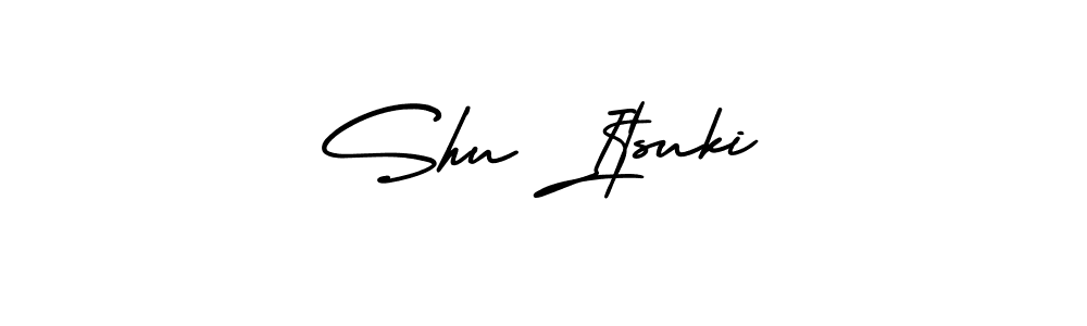 You should practise on your own different ways (AmerikaSignatureDemo-Regular) to write your name (Shu Itsuki) in signature. don't let someone else do it for you. Shu Itsuki signature style 3 images and pictures png