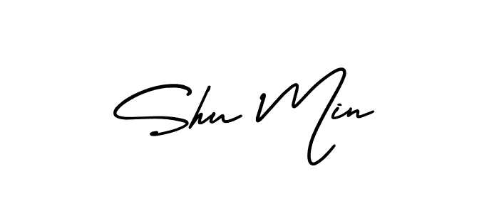 How to make Shu Min name signature. Use AmerikaSignatureDemo-Regular style for creating short signs online. This is the latest handwritten sign. Shu Min signature style 3 images and pictures png