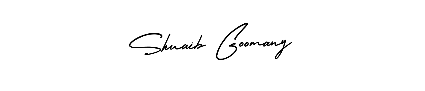 Make a short Shuaib Goomany signature style. Manage your documents anywhere anytime using AmerikaSignatureDemo-Regular. Create and add eSignatures, submit forms, share and send files easily. Shuaib Goomany signature style 3 images and pictures png