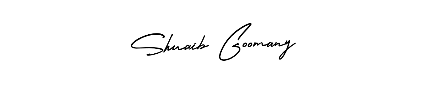 How to Draw Shuaib Goomany signature style? AmerikaSignatureDemo-Regular is a latest design signature styles for name Shuaib Goomany. Shuaib Goomany signature style 3 images and pictures png