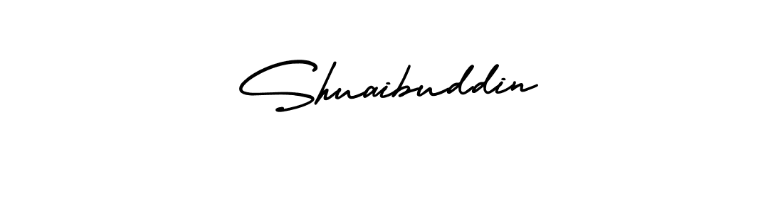 The best way (AmerikaSignatureDemo-Regular) to make a short signature is to pick only two or three words in your name. The name Shuaibuddin include a total of six letters. For converting this name. Shuaibuddin signature style 3 images and pictures png