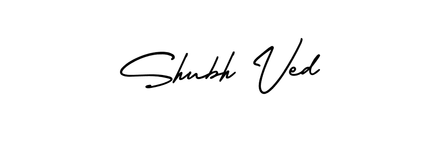 Shubh Ved stylish signature style. Best Handwritten Sign (AmerikaSignatureDemo-Regular) for my name. Handwritten Signature Collection Ideas for my name Shubh Ved. Shubh Ved signature style 3 images and pictures png