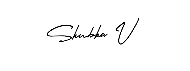 You should practise on your own different ways (AmerikaSignatureDemo-Regular) to write your name (Shubha V) in signature. don't let someone else do it for you. Shubha V signature style 3 images and pictures png