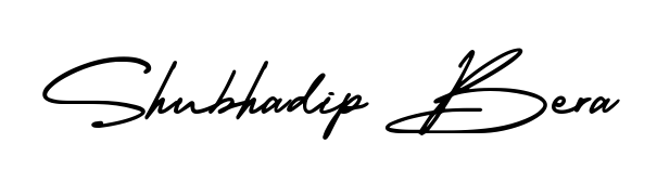 The AmerikaSignatureDemo-Regular font transforms the name Shubhadip Bera into an executive sign with sharp precision and distinguished character. Shubhadip Bera signature style 3 images and pictures png