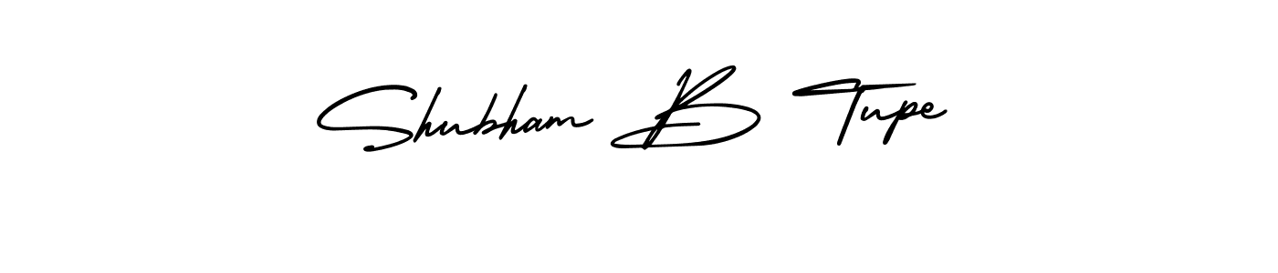 You should practise on your own different ways (AmerikaSignatureDemo-Regular) to write your name (Shubham B Tupe) in signature. don't let someone else do it for you. Shubham B Tupe signature style 3 images and pictures png