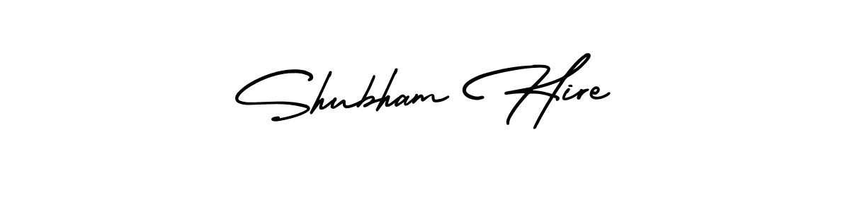 You should practise on your own different ways (AmerikaSignatureDemo-Regular) to write your name (Shubham Hire) in signature. don't let someone else do it for you. Shubham Hire signature style 3 images and pictures png