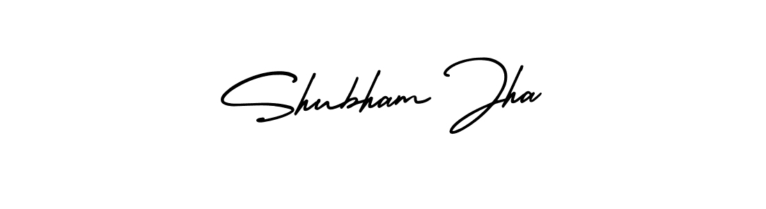 You should practise on your own different ways (AmerikaSignatureDemo-Regular) to write your name (Shubham Jha) in signature. don't let someone else do it for you. Shubham Jha signature style 3 images and pictures png