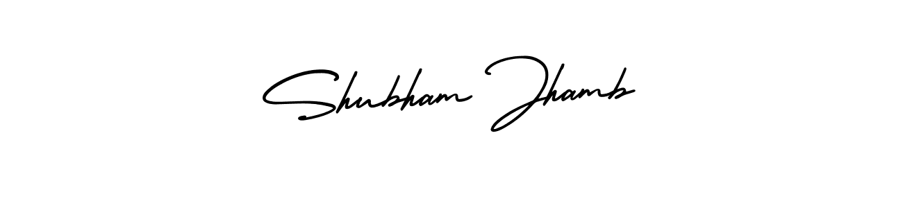 This is the best signature style for the Shubham Jhamb name. Also you like these signature font (AmerikaSignatureDemo-Regular). Mix name signature. Shubham Jhamb signature style 3 images and pictures png