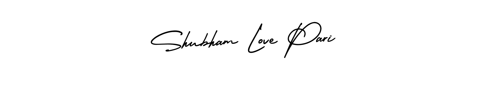 You should practise on your own different ways (AmerikaSignatureDemo-Regular) to write your name (Shubham Love Pari) in signature. don't let someone else do it for you. Shubham Love Pari signature style 3 images and pictures png