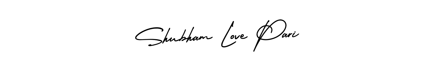 You should practise on your own different ways (AmerikaSignatureDemo-Regular) to write your name (Shubham Love Pari) in signature. don't let someone else do it for you. Shubham Love Pari signature style 3 images and pictures png