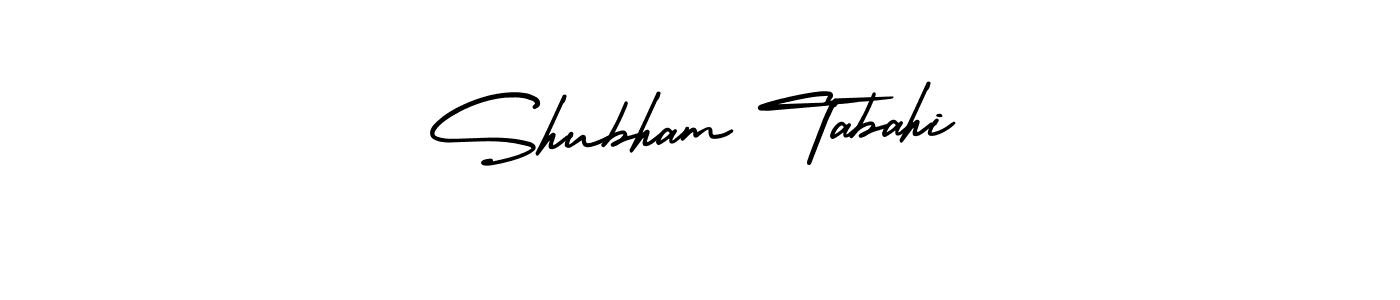 You should practise on your own different ways (AmerikaSignatureDemo-Regular) to write your name (Shubham Tabahi) in signature. don't let someone else do it for you. Shubham Tabahi signature style 3 images and pictures png