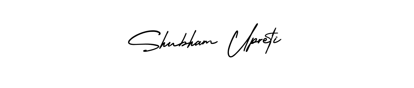 The best way (AmerikaSignatureDemo-Regular) to make a short signature is to pick only two or three words in your name. The name Shubham Upreti include a total of six letters. For converting this name. Shubham Upreti signature style 3 images and pictures png