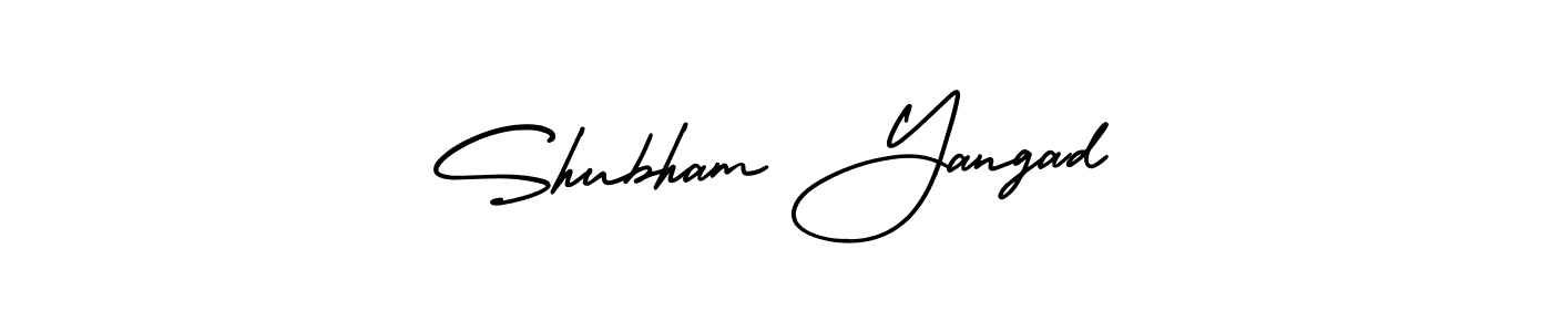 The best way (AmerikaSignatureDemo-Regular) to make a short signature is to pick only two or three words in your name. The name Shubham Yangad include a total of six letters. For converting this name. Shubham Yangad signature style 3 images and pictures png