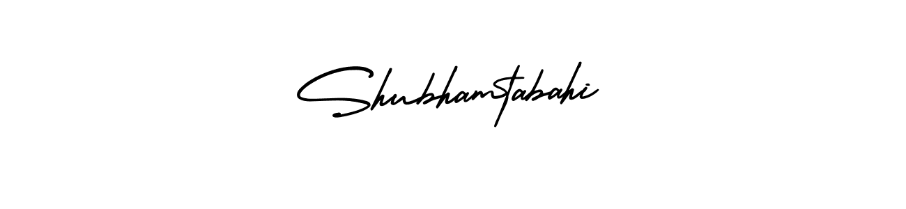 The best way (AmerikaSignatureDemo-Regular) to make a short signature is to pick only two or three words in your name. The name Shubhamtabahi include a total of six letters. For converting this name. Shubhamtabahi signature style 3 images and pictures png