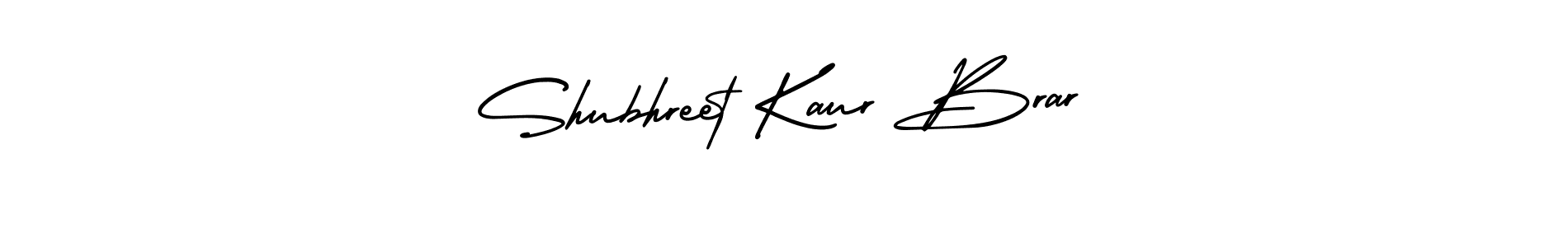 You should practise on your own different ways (AmerikaSignatureDemo-Regular) to write your name (Shubhreet Kaur Brar) in signature. don't let someone else do it for you. Shubhreet Kaur Brar signature style 3 images and pictures png