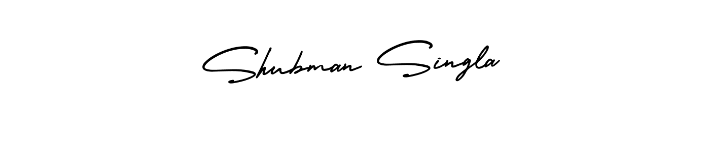 The best way (AmerikaSignatureDemo-Regular) to make a short signature is to pick only two or three words in your name. The name Shubman Singla include a total of six letters. For converting this name. Shubman Singla signature style 3 images and pictures png