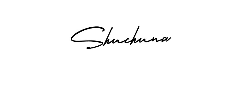 Shuchuna stylish signature style. Best Handwritten Sign (AmerikaSignatureDemo-Regular) for my name. Handwritten Signature Collection Ideas for my name Shuchuna. Shuchuna signature style 3 images and pictures png